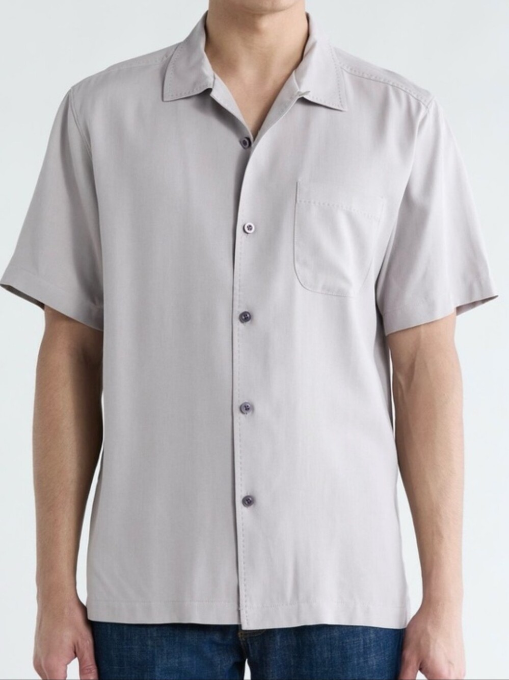 TOMMY BAHAMA Grey Silk Button Front Camp Shirt Size XL